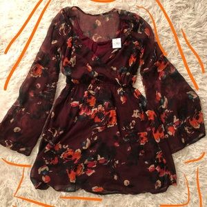 NWT Floral Maroon Dress